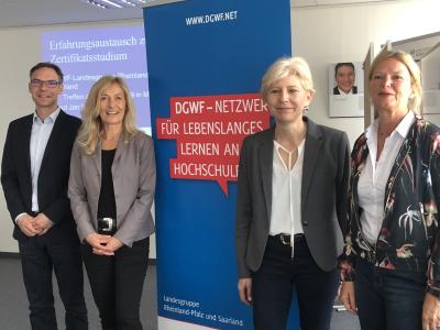 vlnr: Alexander Bruns, DISC TU Kl, Dr. Margot Klinkner, zfh, Christine Jordan-Decker, htw saar, Andrea Bütterich-Rink, Uni des Saarlandes (stv. Vorsitzende), Jan Ihwe, Uni Freiburg