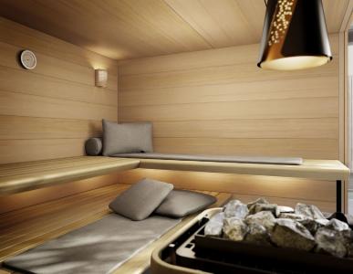 Revolutionär gemütlich: Mit der Kissen-, Matten- und Auflagenserie MOLLIS wird’s bequem auf jeder Sauna-Bank. Und so hygienisch und einfach in der Handhabung, wie es sich fürs entspannte Saunabad gehört