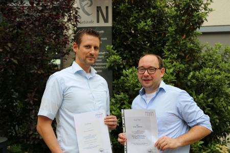 v.l.: Normen Haas und Tobias Güthinger haben von dem Rheinland-Pfalz-Zertifikat für Hochschuldidaktik nur profitiert, Foto: Hochschule Worms