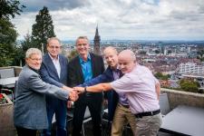 (v.l.n.r.): Werner Hillmann (SV), Georg Keller (SV), Christopher Krull (STG), Mirko Bastian (SV), Peter Wehrle (SV)  (© Schwarzwaldverein)