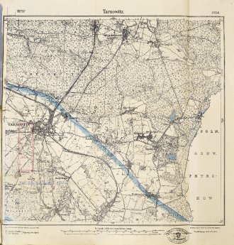 Karte von Tarnowitz mit Markierung des touristischen Bergwerksgeländes, 1938 © SMZT.tif