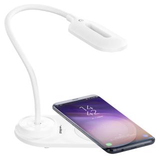 PEARL LED-Schwanenhals-Leuchte, Qi-kompatibel 10 Watt, USB, 3 Lichtfarben, 300lm