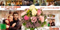 Blumenstrauß Glücksfee inkl. Gratis Glasvase und der DVD "So ist das Leben" für nur 29,99€
