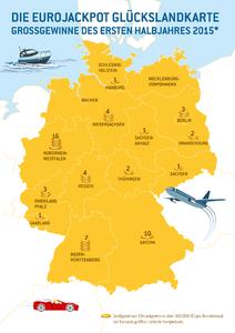 Eurojackpot - Halbjahresbilanz 2015 Deutschlandkarte