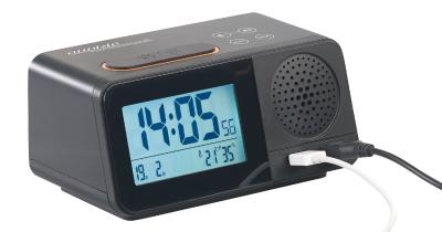 auvisio Funk-Radiowecker mit 2 Weckzeiten, Hygro- & Thermometer, 2x USB, 2 A / Bild: PEARL. GmbH / www.pearl.de