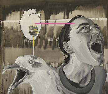 Zur Ausstellung SEHNSUCHT Pepa Salas Vilar, Zugunruhe, Acryl auf Leinwand 2015