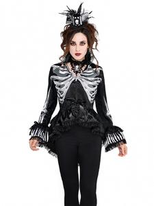 Gothic Skelett Damen-Jacke Rüschen und Spitze