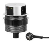 revolt Versenkbare Tisch-Steckdose, Qi-kompatibel, 230 V, USB A & C, Ø 120 mm / Copyright: PEARL. GmbH / www.pearl.de