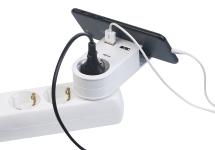 revolt Steckdose mit Doppel-USB-Netzteil & Smartphone-Ablage, 3,4 A/ 17 Watt
