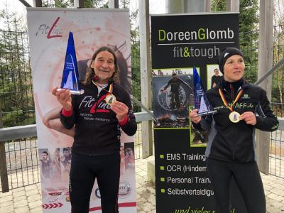 Achim Heukemes und Doreen Glomb nach dem Treppenlauf