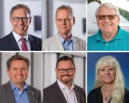 BILDZEILE (im Uhrzeigersinn von oben links): Die Verwaltungsratsvorsitzenden Robert Leitl und Helmut Krause, Kassengründer Dr. Volker Geers, Mitarbeiterin der ersten Stunde, Martina Reich, der stellvertretende Vorstandsvorsitzende Markus Bäumer sowie der Vorstandsvorsitzende Peter Kaetsch. (Fotograf: Stephan Schütze/Abdruck honorarfrei)