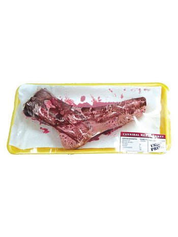 Blutige Fleisch-Schale Fuss Halloween-Party-Deko rot-weiss 22x10cm.jpg