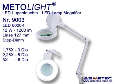 12 Watt, 60 Premium SMD-LEDs, 1200lm, kratzfeste Glaslinse Ø 127 mm, 3 / 5 / 8 Dioptrien
