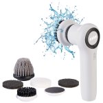 Sichler Haushaltsgeräte Elektrische Akku-Reinigungsbürste mit 8 Aufsätzen, bis 310 U/min, IPX5