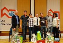 von links: Andreas Friedel, Landeslehrlingswart; Michél Rau 2. Sieger; Josephin Süßer, Landessiegerin; Felix Ottmar Hammrich, 3. Sieger; Philipp Lettow, Prüfungsbester in der Theorie