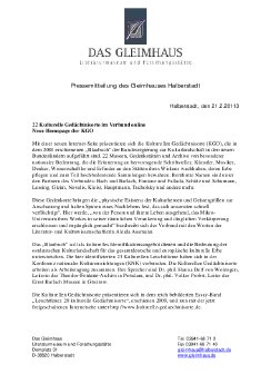 2013-02-21 Neue Homepage der KGO, Pressemitteilung des Gleimhauses Halberstadt.PDF