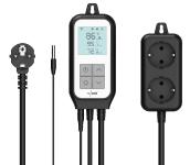 revolt WLAN-Steckdosen-Thermostat für 2 Geräte, Sensor, App, Sprachsteuerung