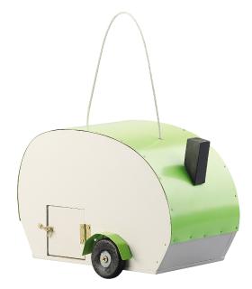 Royal Gardineer Nistkasten in Wohnwagen-Optik aus Holz mit Metalldach, mit Verzierung