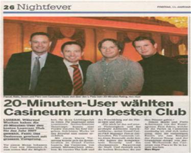 20-Minuten-User wählten Casineum zum besten Club 2007