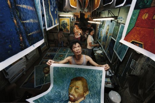 China's van Gogh (Xiaoyong shows his copies).jpg
