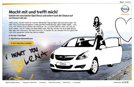 Unter dem Titel "I heart you" ("Ich herze Dich") startet Opel mit Lena Meyer-Landrut die erste gemeinsame Kampagne