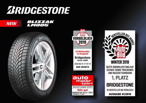 Mit dem Bridgestone Blizzak LM005 Premium-Winterreifen sind Autofahrer gut gerüstet für Eis und.jpg