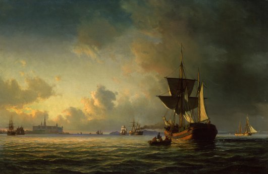 Anton Melbye, Im Øresund vor Schloss Kronborg, 1862, Öl auf LW, Privatsammlung, Hamburg.jpg