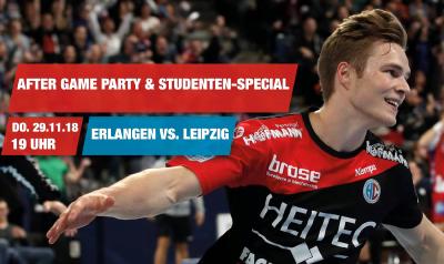 AFTER GAME PARTY zum Spiel gegen Leipzig - ein Studentenspezial (Grafik: HC Erlangen_Zink)