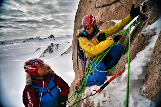 Leo Houlding (left) and Jean Burgunb head towards the summit of the Spectre - photo credit Bergh.jpg