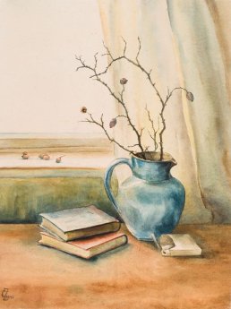 BU4_Blauer Krug mit Hagebuttenstrauch_Carla Zierenberg_Kunsthaus Leer.JPG