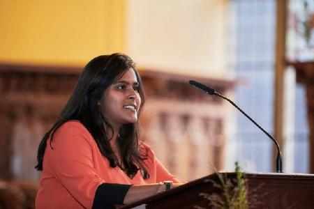 DAAD-Preisträgerin Mrinal Shinde auf der Erstsemester-Begrüßung der Hochschule Bremen in der Oberen Rathaushalle / Fotos: Hochschule Bremen / Marcus Meyer Photography