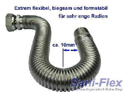 Highflex Edelstahlwellrohr ausziehbar von Sani-Flex: extrem flexibel und biegsam