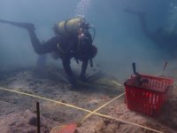 Taucharchäologe bei Arbeit.