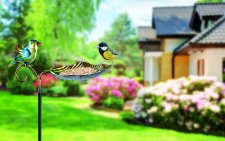 Royal Gardineer Dekorative Vogeltränke aus Stahl, 3-teiliger Erdspieß, bis 112 cm