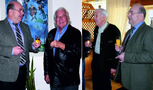 Bad Füssings Kurdirektor Rudolf Weinberger (jeweils außen) und seine treuesten Gäste: Werner Rust (Foto rechts) aus Bremen war bereits 130 Mal, Herbert Konrad Fersch (Foto links) aus München 125 Mal Gast in Bad Füssing (Foto: Kur- und GästeService Bad Füssing )