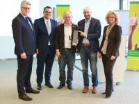 Der Beigeordnete Christian Kromberg, thyssenkrupp-Vorstand Oliver Burkhard, Alfred Seidensticker, Jerome Braun und Novitas BKK-Vorständin Kirsten Budde