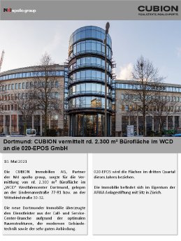 PM Dortmund CUBION vermittelt rd. 2.300 m² Bürofläche im WCD an die 020-EPOS GmbH.pdf