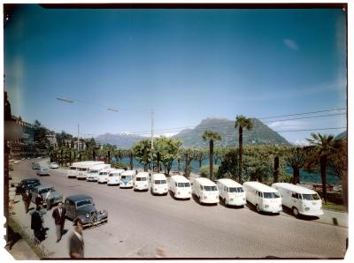 Lugano 1960, Camion della fabbrica di gelati Luganella, Lugano, fotografo Vicenzo Vicari © Archivio storico della Città di Lugano. Tutti i diritti riservati