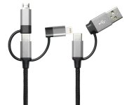 Callstel 6in1-Schnelllade- & Datenkabel USB-A/C zu USB-C/MicroUSB, 3A/60 Watt, 1m