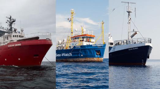Seenotrettungsschiffe im zentralen Mittelmeer