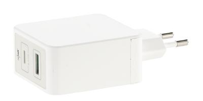 revolt Reise-Mini-USB-C-Netzteil, Quick Charge 3, 2-Pot USB Typ-C & A, 6A/33W