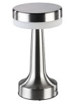 Lunartec LED-Akku-Tischleuchte mit 3 Dimmstufen, Edelstahl-Optik, 1.500 mAh