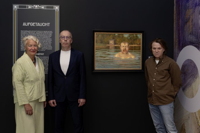 Katja Lembke, Thomas Stephen und Thomas Andratschke vor »Mann beim Bade« (c) Landesmuseum H.jpg