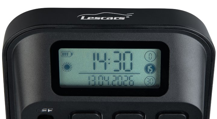 Lescars Elektronische Solar-Parkscheibe, ECE-Zulassung, Akku, 2 Displays