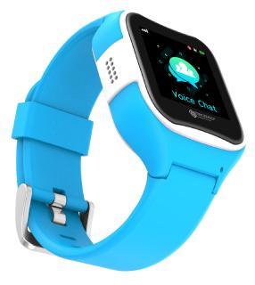 TrackerID Kinder-Smartwatch PW-130.kids mit GPS-/GSM-/WiFi-Tracking, SOS-Taste, blau, IP65