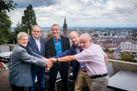 (v.l.n.r.): Werner Hillmann (SV), Georg Keller (SV), Christopher Krull (STG), Mirko Bastian (SV), Peter Wehrle (SV) (© Schwarzwaldverein)