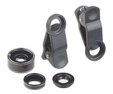 Somikon 3in1-Premium-Vorsatz-Linsen-Set CVL-163 mit Super-Weitwinkel, Makro, Fischauge
