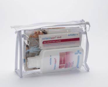 Keimreduzierung durch professionelle Hygiene bereits Tage vor der Operation: Jeder Operationspatient erhält zur Vorbereitung auf den Eingriff für zuhause ein solches Reinigungsset / Foto: Asklepios Klinikum Bad Abbach