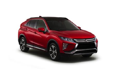 Eclipse Cross - das abgebildete Fahrzeug wird noch nicht zum Kauf angeboten. Es besitzt noch keine Gesamtbetriebserlaubnis und unterliegt daher nicht der Richtlinie 1999/94/EG.