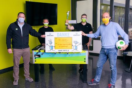 Von links nach rechts: Andreas Nikolowski (BWG), Michael Puder (generic.de), Daniel Hasselwander „Glashoch Rangers“, Jerome Braun (Hänsel+Gretel)